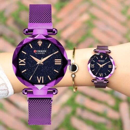 CURREN Women Luxury Analog Quartz Watches Female Fashion Classic Purple Watch Ladies Simple Casual Wrist Watch Relogio Feminino