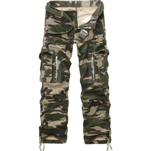 Mens Spring Army Multi-pocket Washing Loose Cargo Pants Tactical Baggy Military Pants Male Casual Overall Pants Plus Size 40