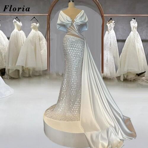 Customized V Neck Beading Evening Dresses For Weddings 2021 Vestido De Festa Middle East Prom Dress Women Party Gowns Arabic