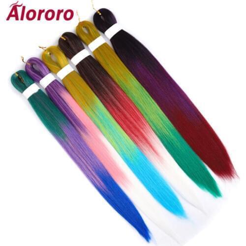 Alororo Synthetic Hair Extension Easily Braid Pre Stretched Crochet Hair Mixed Color Professional Braiding Hair Hot Water Braids
