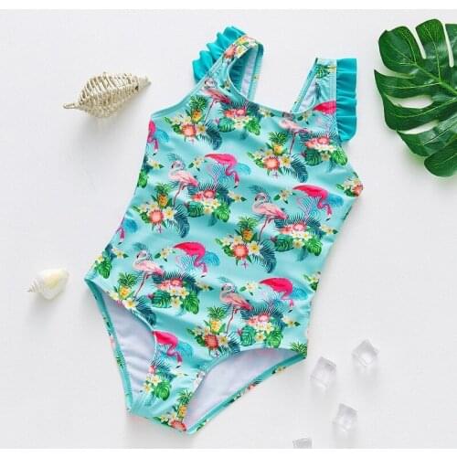 Girls Swimsuit Print One Piece Swimsuit 2020 New Bathing Suit 2-11 Years Ruffle Style Childrens Swimwear One Piece Bathing Suit