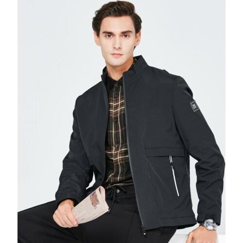 Jacket men thin section autumn new business stand-up collar baseball jacket slim mens jacket clothes Long Slee Coat with Pocket