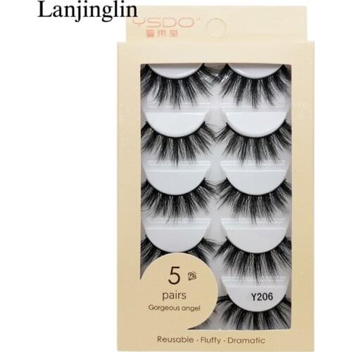LANJINGLIN 3/5 Pairs Fake Lashes 3D Mink Lashes Natural Eyelashes Dramatic False Eyelashes Faux Cils Makeup Extension Lashes
