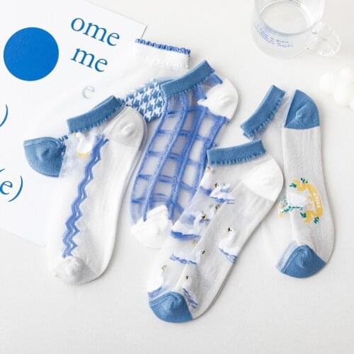Summer transparent female socks cartoon socks gauze animals interesting socks