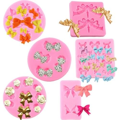 DIY Mini Bow Resin Silicone Mold Bowknot Chocolate Gumpaste Mould Cupcake Topper Fondant Cake Decorating Tools Candy Clay Molds