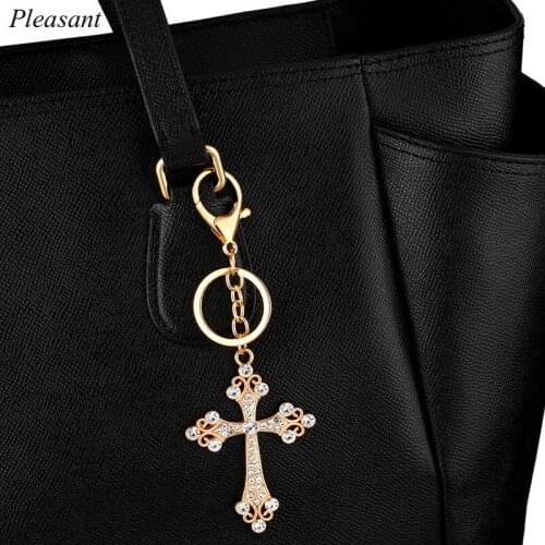 Fashion Classic Cross Keychain Creative Metal Crystal Keychain Car Bag Keychain Gift
