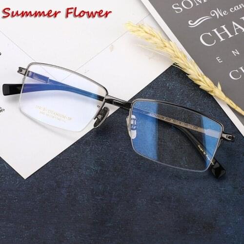 Men Square Titanium Fashion Frame Top Quality Optical Eyeglasses Prescription Glasses Frames for Progressive Lenses
