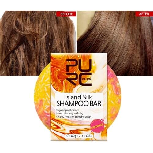 11.11 PURC New Arrivals Organic Island Silk Shampoo Bar Handmade Cold Processed Dry Shampoo Soap Soild Portable Shampoo Bar