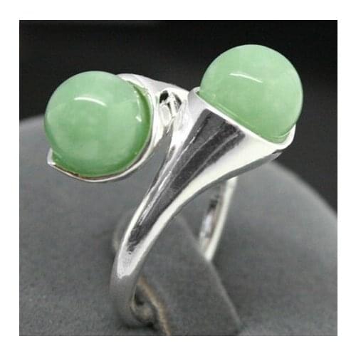 New Design 8mm Blue Light Green Jade bead 925 Sterling Silver Ring 6/7/8/9