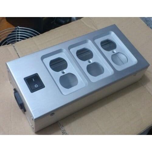 New Six power socket box /All aluminum silver power socket case