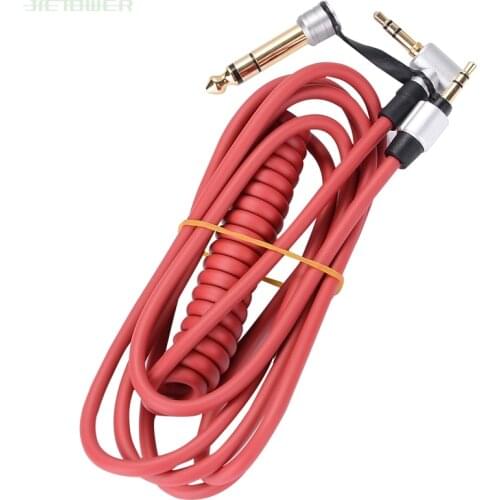 Wholesale Black & Red 6.5mm & 3.5mm Spring Replacement Audio Cable Headphone for Monster Beat Pro Detox Solo AUX Cable 30pcs/lot