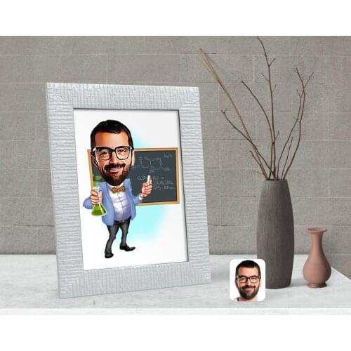 Personalized Men 'S Chemistry Teacher Caricature Of Decorative Çerçeve-1
