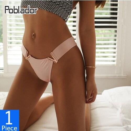 Poblador Sexy Womens Sport Panties Seamless Thongs Low Waist Soild Fashion Female G-String Soft Comfort Lady Lingerie T-Back