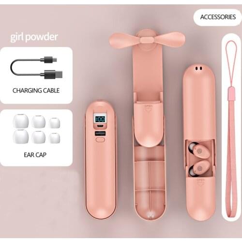 Handheld Charging Touch Mini Bluetooth Headset TWS Binaural With Flashlight Mobile Power Folding Phone Accessory Fans Earbuds