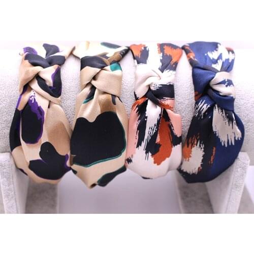 Vintage Bohemian Ethnic Satin Leopard Knotted Hairband Knot Headband customized Hair Accessories