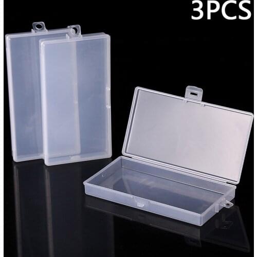3pcs Plastic Transparent PP DIY Rectangle Storage Box Jewelry Earring Bead Screw Holder Case Display Organizer Container