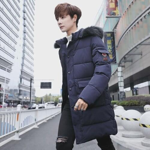 Plus size Down jacket male winter large size over the knee long section fur collar jacket