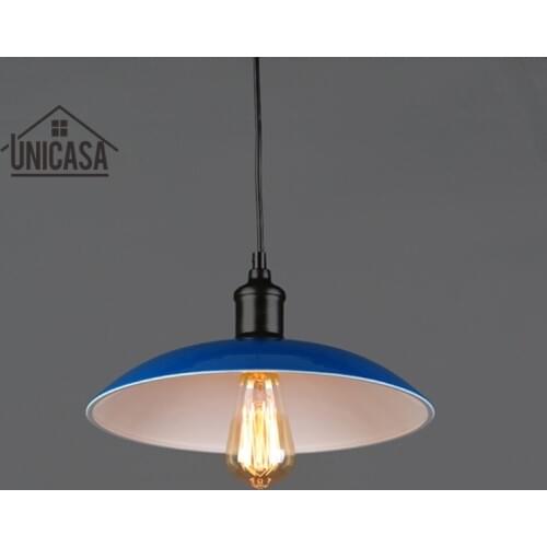 Modern Pendant Lights Blue Shade Fixture Wrought Iron Lighting Kitchen Island Bar Office Hotel Antique Mini Pendant Ceiling Lamp