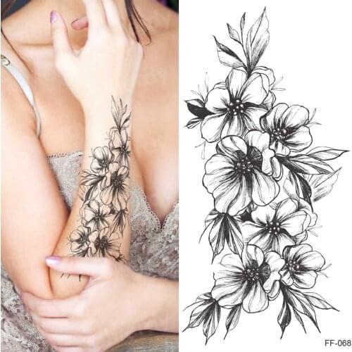 Waterproof Temporary Tattoo Sticker Rose Peony Flash Tattoos Lip Print Butterfly Flowers Body Art Arm Fake Sleeve Tatoo Women