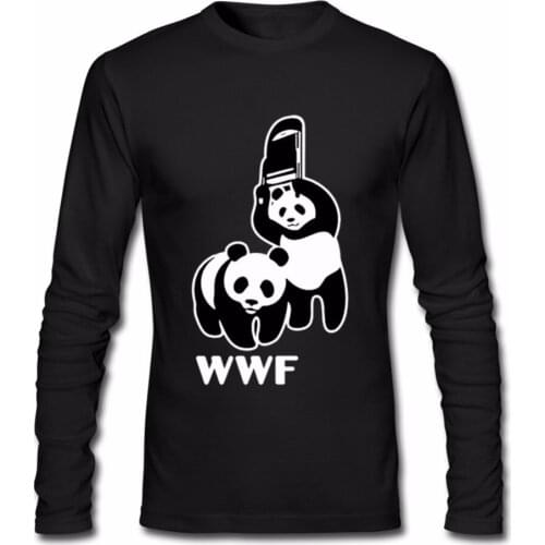 Funny WWF Panda Mens T Shirts Christmas Popular Panda T Shirt Men Group Long Sleeve Custom 100% Cotton Crewneck Tees
