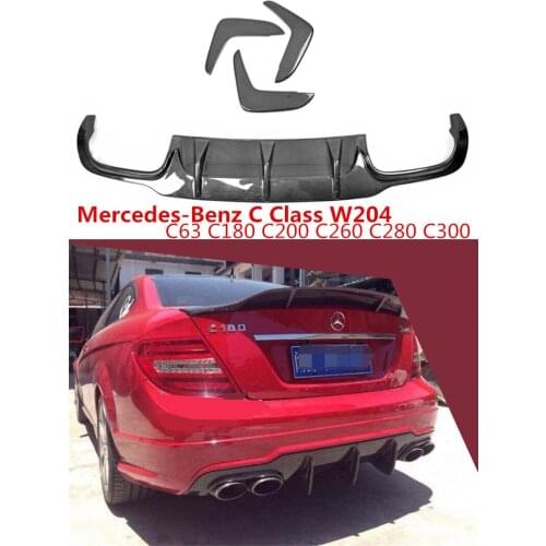 Carbon Fiber Rear Lip Spoiler For Mercedes-Benz C Class W204 C63 C180 C200 C300 2012-2014 Car Bumper Diffuser Auto Accessories
