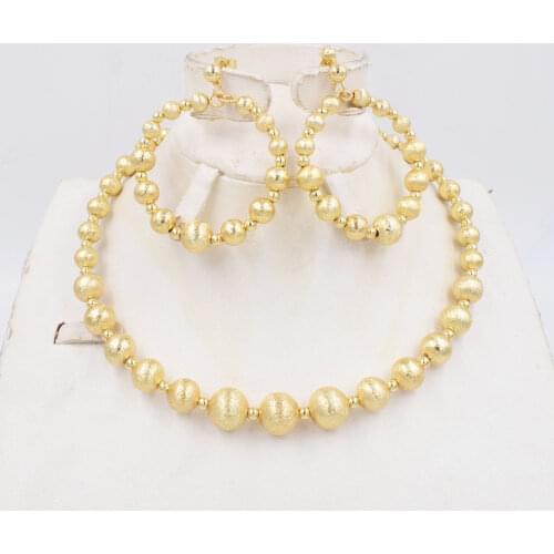 High Quality Dubai Italy 750 Gold color Jewelry BIG Set For Women african beads jeweLry fashion necklace set earring jewelry