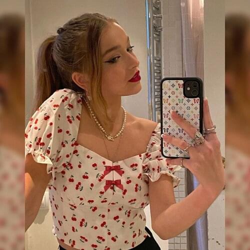 Taytayvola NEW 2021 Top Women White Sweet Square Neck Long Puff Sleeve Ruched Drawstring Crop Top Autumn Woman Party Blouse