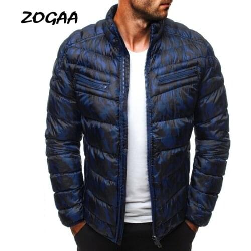 ZOGAA Winter Men Parkas Warm Outwear Zipper 3D Print Stand Collar Jacket Coat Male Casual Slim Fit Thicken Parka Men Overcoat