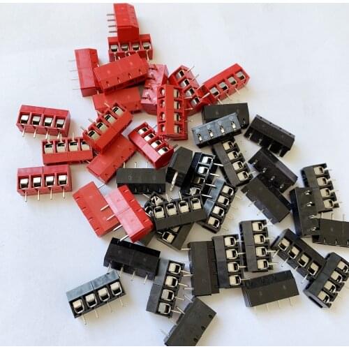 10PCS/LOT kf301-4p splice, screw type PCB spacing 5.0 terminal, Copper foot iron pin four-color KF301 red, green, black, blue