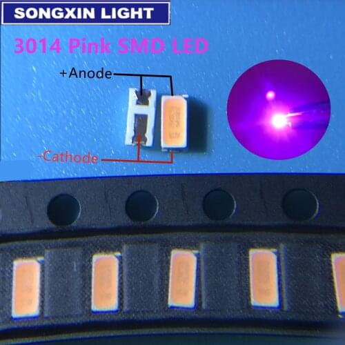 100pcs SMD/SMT Super Bright Surface Mount 3014 Light Emitting Diode LED Diode LED 3014 Pink SMD LED