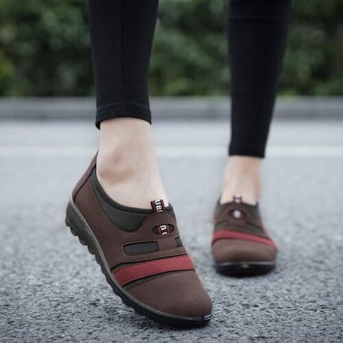 2021 Summer Women Shoes Women Breathable Leather Sneakers Shoes Ballet Flats Ladies Slip On Flats Loafers Shoes Plus Size 41