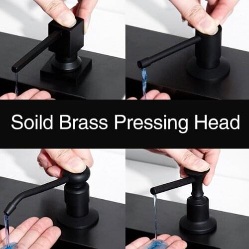 250ml kitchen sink soap dispensers pump brass + ABS plastic bottle liquid hand wash black kitchen sink soap dispenser