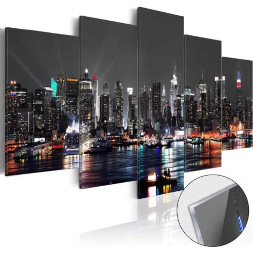 5 Piece Home Decor Canvas Big City Night View Pictures Wall Arts Paintings Prints Modern Modular Poster Living Room Framework