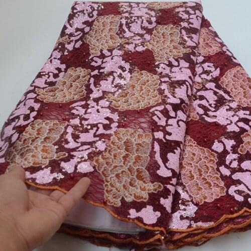 7colors gorgeous embroidered African sequins French net lace fabric 2019 newest tulle lace fabric for party dress FLP159