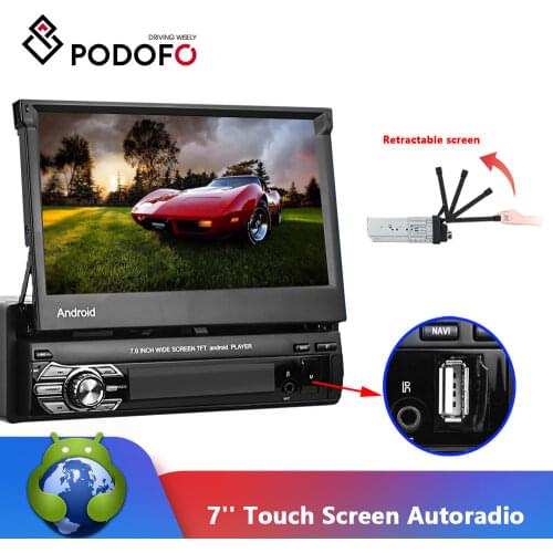 Podofo 1DIN Android Car Radio Autoradio 7'' Touch Screen 1din Car Multimedia Player GPS Navigation Wifi Auto MP5 Bluetooth Radio