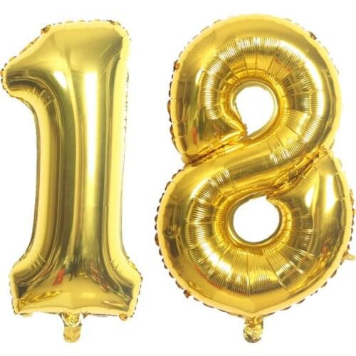 Big 16 32 40 Inch Balloons Number 16 18 21 30 40 50 Silver Gold Foil Balloon Happy Birthday Decoration Anniversary Party Decor