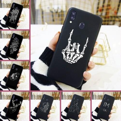 Flower Cactus Deer Art Black Aesthetic Phone Case For Samsung Galaxy M10 M20 M30 M40 Back Cover For Samsung M10 M20 M30 M40