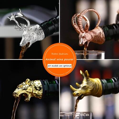 Wild deer wine guide mouth creative animal deer head wine pouring device household bottle stopper bar accessories wine shaker