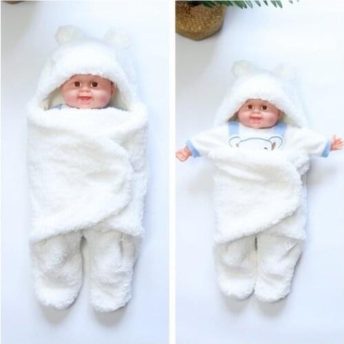 Newborn Baby Blanket Infant Bebe Swaddling Envelope Fleece Coral Wrap Thermal Stroller For Toddlers Babies Sleeping Bags