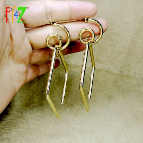 F.J4Z New Trend Earrings for Women Hyperbole Twisted Golden Alloy Sticks Party Show Earring Women Stars Club Jewelry