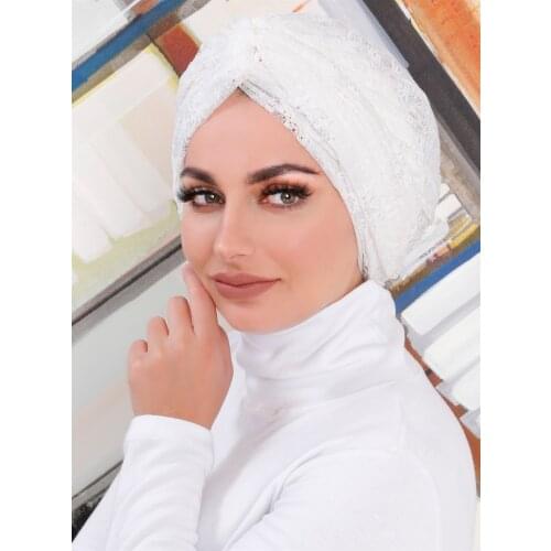 Hijab Wrap Turban Bonnet with Lace Shawls and Wraps hijab femme musulman Islamic Turkey india african head wraps وشاح عمامة