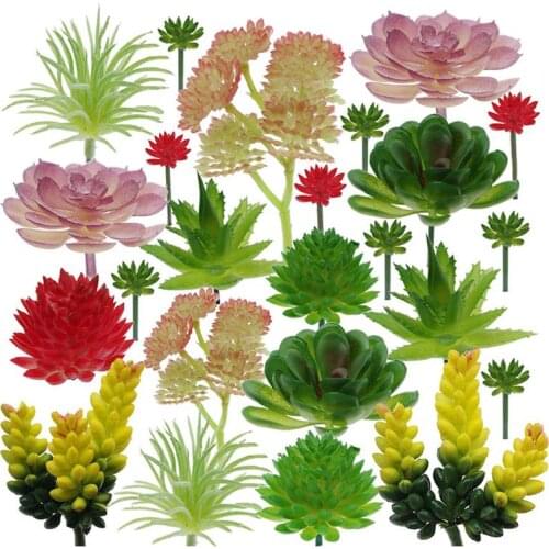 24Pcs Simulated Succulents Decorative Plant Wall Adornments Artificial Plant Home Office Desktop Decorative Ornament
