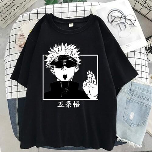 Jujutsu Kaisen Gojo Satoru T-shirt Women Cute Anime Tshirt Unisex Cool Hip Hop T Shirt Streetwear Top Tees Female
