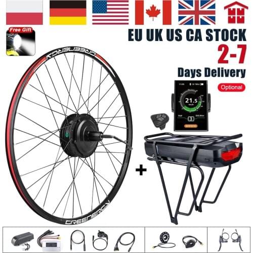 EBIKE Conversion Kit 20-29 inch 700C Electric Bicycle Conversion Kit 48V 500W Front Hub Motor Wheel w/ 17.5Ah Rear Rack Battery