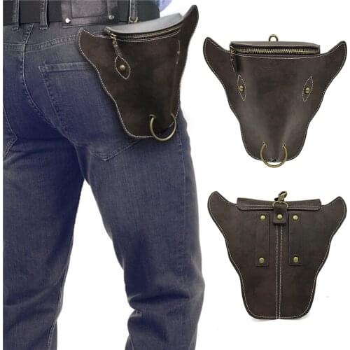 Halloween Cosplay Medieval Accessories Coin Purse Cattle Leather Vintage Retro Waist Bag Pendant Halloween Carnival Party Gift
