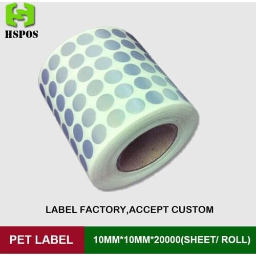 Round adhesive paper label 10x10mm 20000pcs one roll six-row logo stickers labels waterproof high temperature resistant