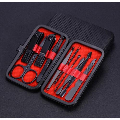 Nail Clippers Tool Set Black Stainless Steel Scissors Dead Skin Pliers Nail Cutting Pliers Pedicure Knife Nail Manicure Tools