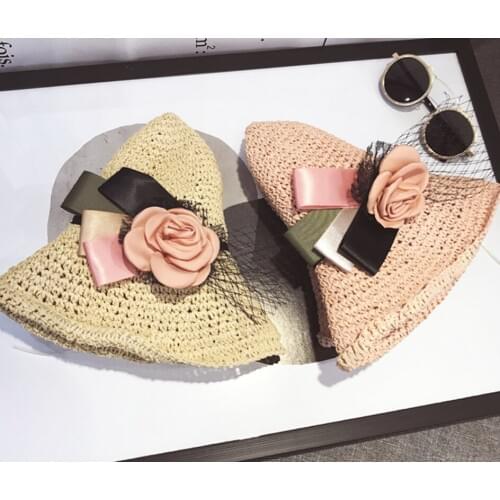 Summer Sun Hat Flowers Straw Spring and Summer Fashion Sunscreen Caps Parents and Children Foldable Visor Hats Wholesale H085