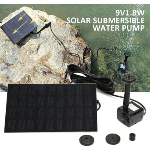 New 9V 1.8W Solar Submersible Water Pump Water Fountain Pump With 4 Spray Head For Garden Pool Pond Decoration