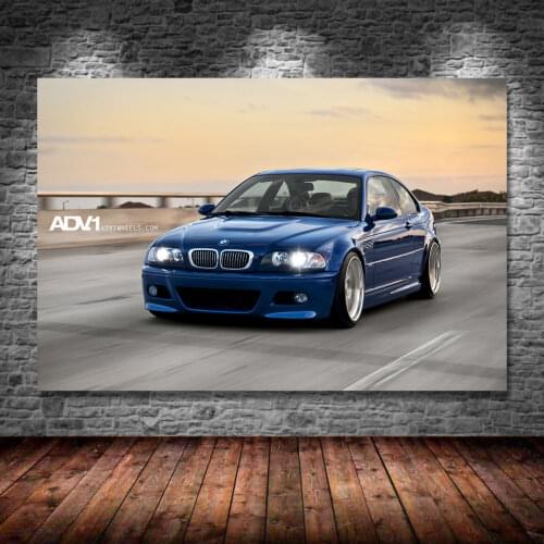 Supercar Posters Blue Car B M W M3 E46 Classic Drift Car Wall Art Poster Canvas Print Paintings for Home Room Decor